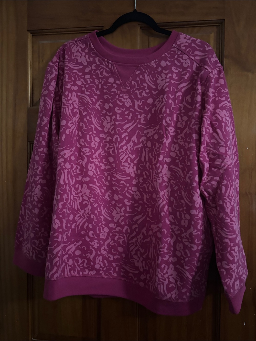 Karen Scott Two-Tone Pink Printed Crewneck Sweatshirt